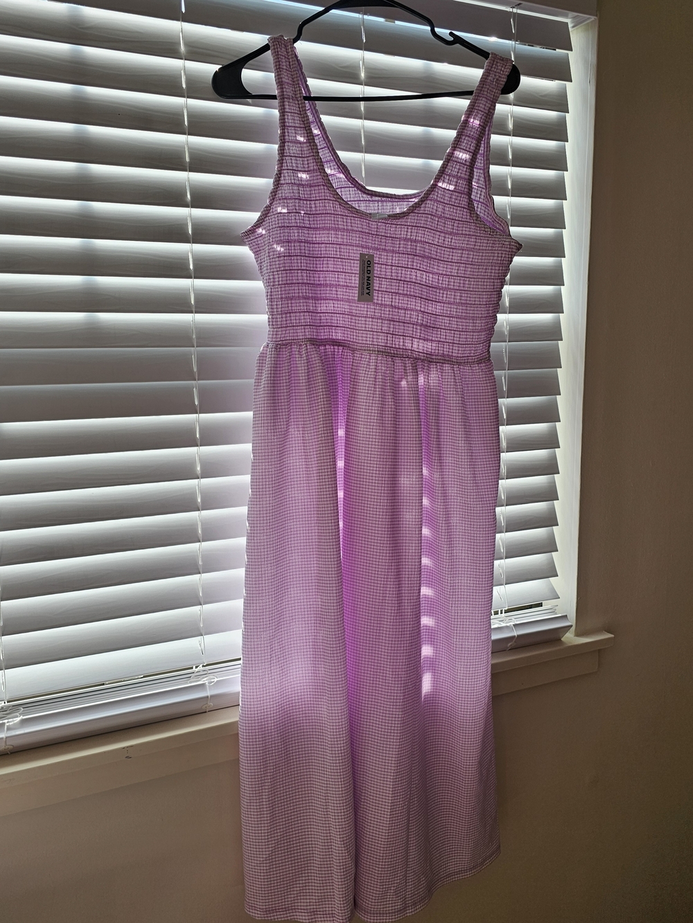 Purple Smocked Sundress -  Sleeveless Gingham Dress (BrandNew)